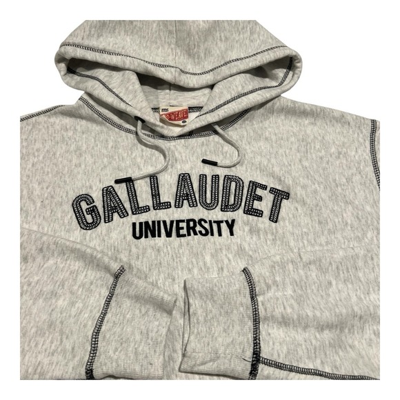 Vintage MV Sport Pro-Weave Gray Hoodie‎ GALLAUDET UNIVERSITY Size 2X - Picture 10 of 15